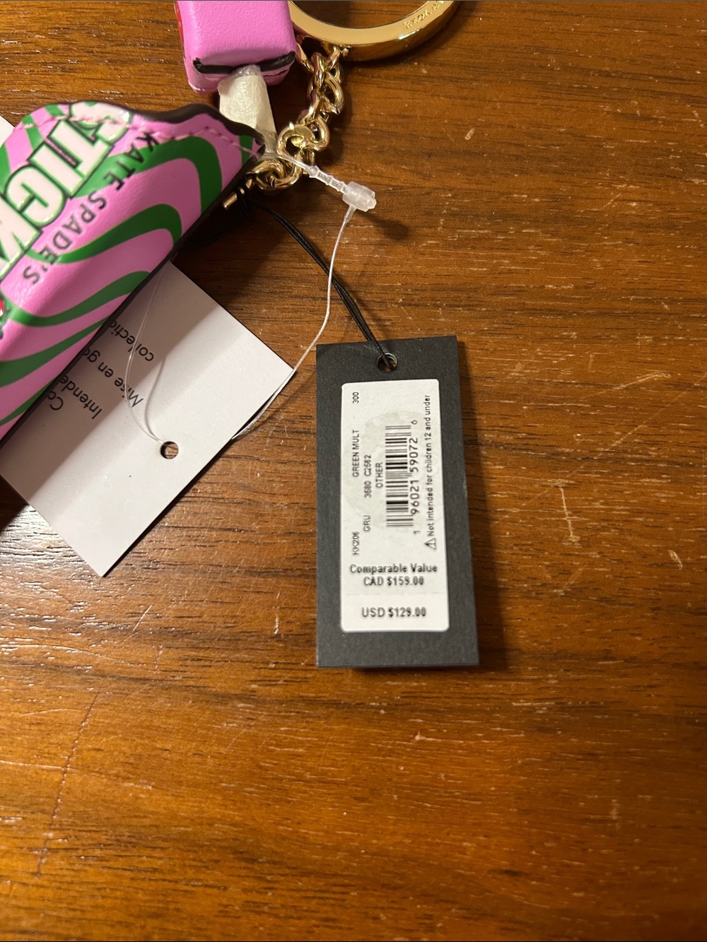 kate spade pink and green Sticky Situation Strawberry Bubblegum Keychain Charm - Picture 9 of 9